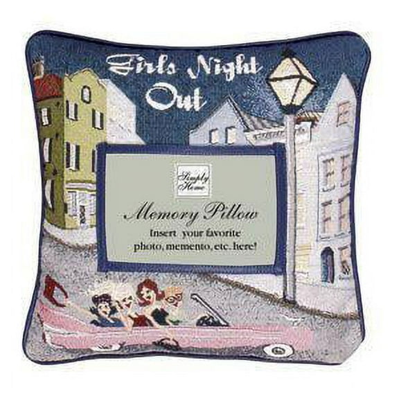 Simply Home 12" Square "Girls Night Out" Party Memory Photo Indoor Throw Pillow - Green/Blue