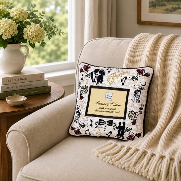 Simply Home 12" Square "Prom" Party Memory Photo Indoor Throw Pillow - Red/Black