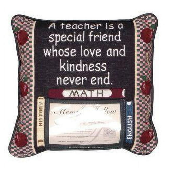 Simply Home 12" Square Special Teacher Photo Memory Indoor Throw Pillow - Red/Black