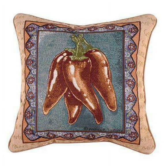 Simply Home 17" Square Caliente! Hot Pepper Indoor Throw Pillow - Red/Orange