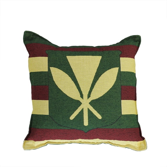 Simply Home 17" Square Hawaiian Coat of Arms Indoor Throw Pillow - Green/Red