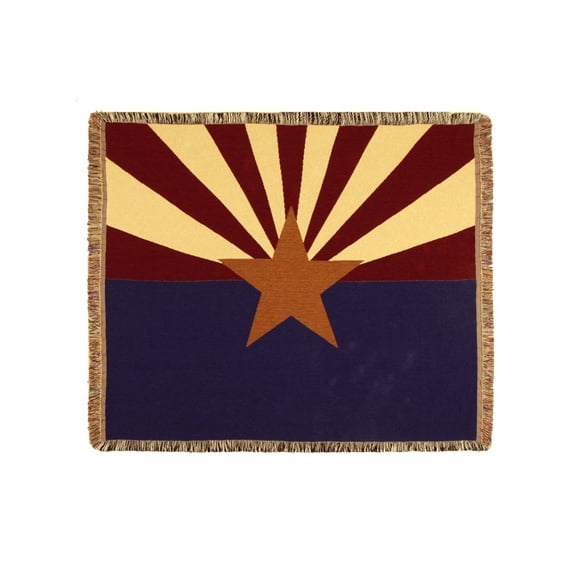 Simply Home 60" Rectangular Tapestry Throw Blanket With Fringe Border "Arizona State Flag" Inspired