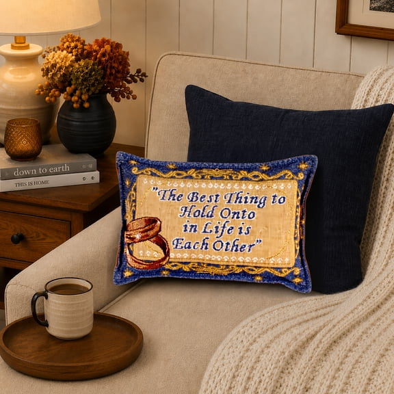 Simply Home 9" x 12" Rectangular Best Thing Wedding Indoor Throw Pillows - Blue/Brown