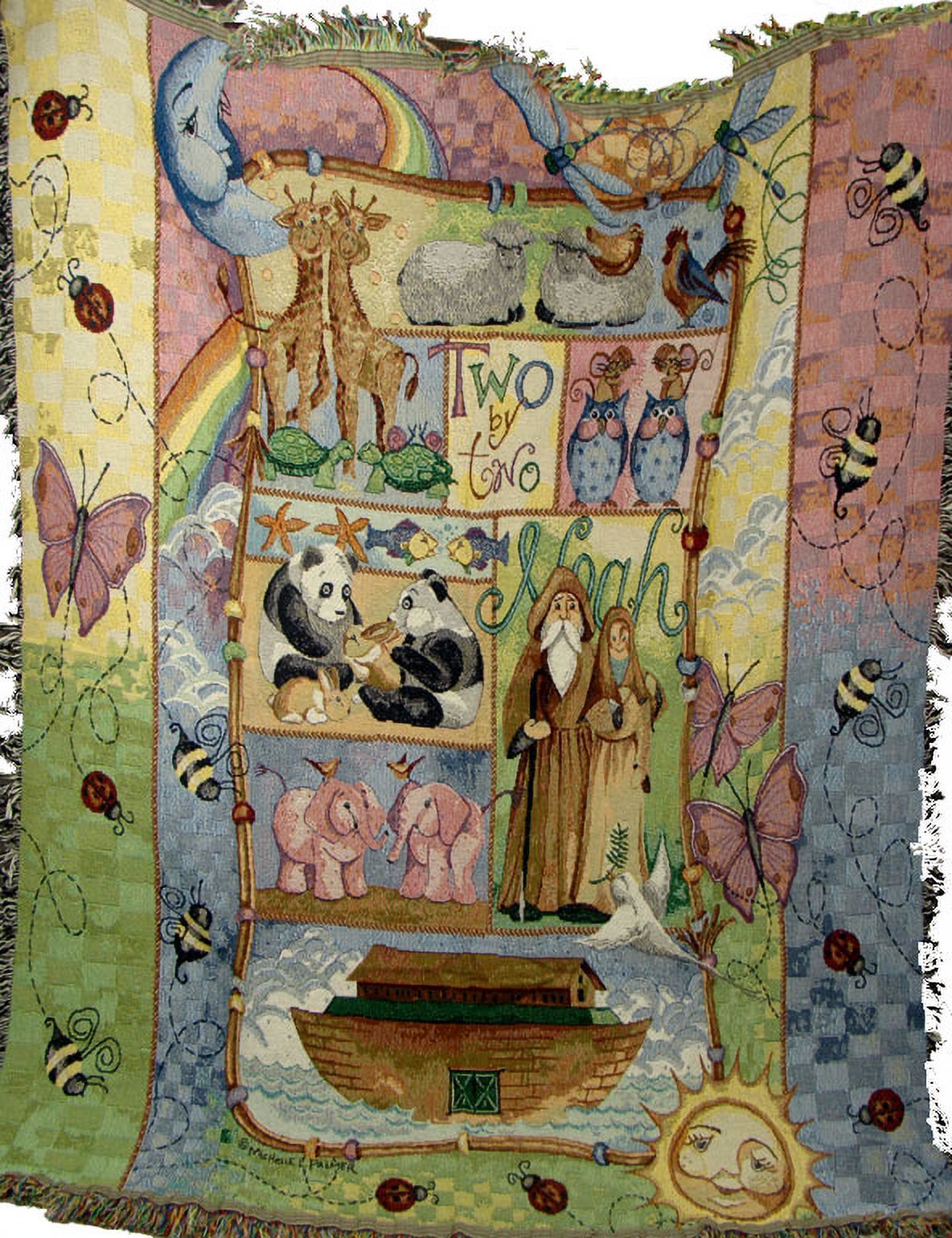 Simply Home Noah's Ark Children's Religious Tapestry Throw 50" x 60