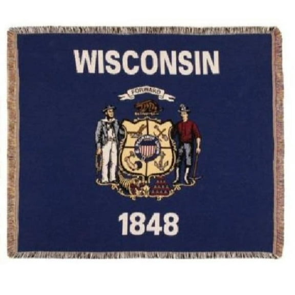 Simply Home White and Blue Tapestry Flag of Wisconsin