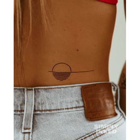 Simply Inked Minimal Sunset Tattoo, Temporary Tattoo Sticker, Waterproof and Long Lasting Tattoo For Women - Colour: Black for All Occasion