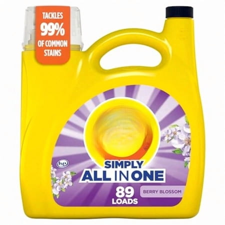 Simply Laundry Detergent Liquid, Berry Blossom Scent, 117 fl oz, 89 Loads