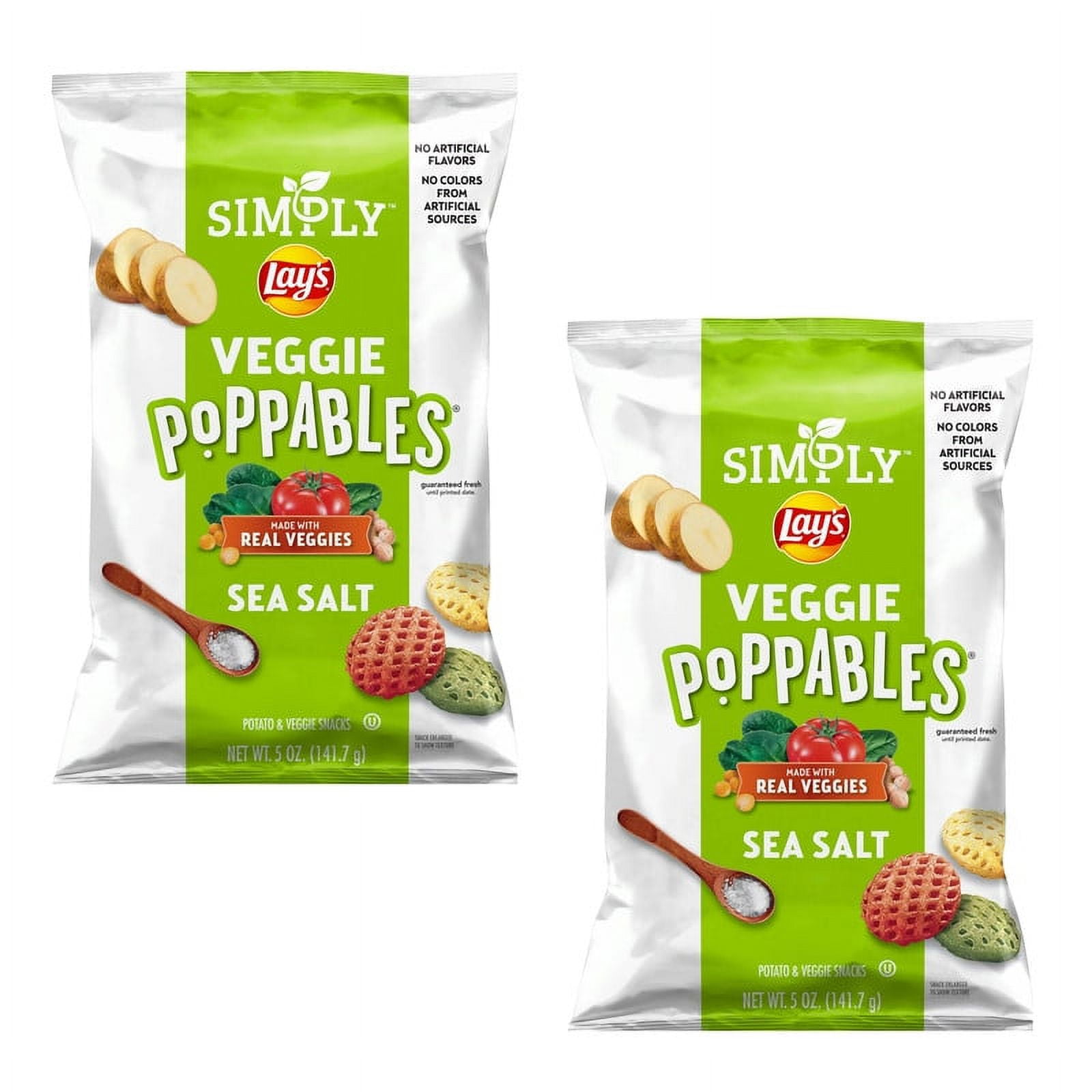 Simply Lays Veggie 5.0oz Bag , Poppables Vegan Sea Salt Snack Chips