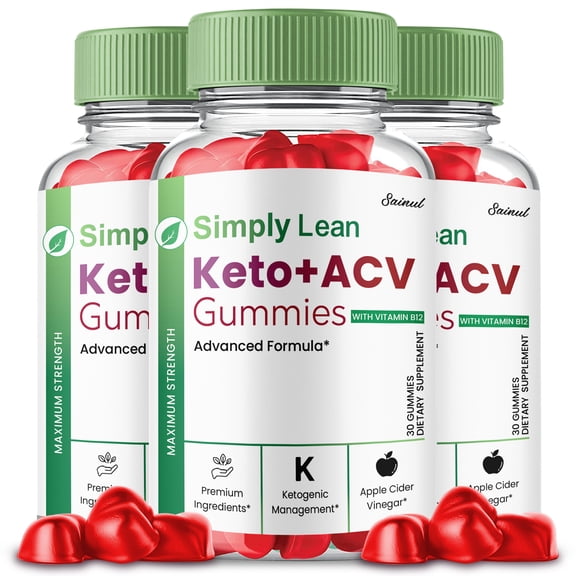 Simply Lean Keto ACV Gummies, Maximum Strength Formula by Sainul (3 pack)