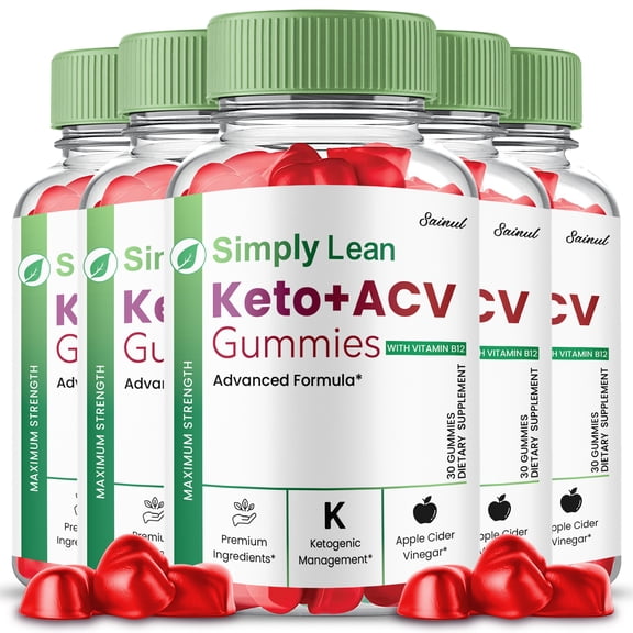 Simply Lean Keto ACV Gummies, Maximum Strength Formula by Sainul (5 pack)