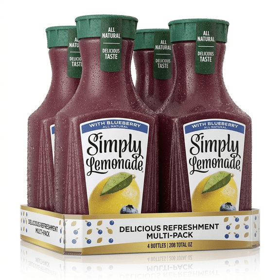 Simply Lemonade with Blueberry, All Natural Non-GMO, 52 fl oz 4-Pack, Refreshing Fruit Beverage
