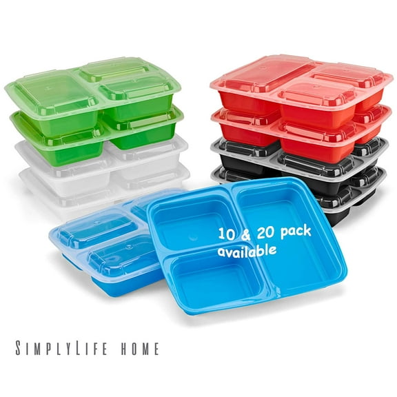 Simply Life New 3 Compartment Meal Prep Containers (10 Pack)