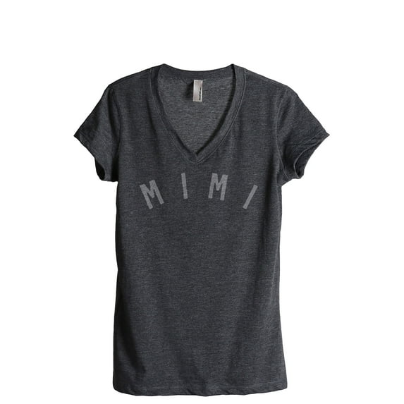 Simply Mimi Women's Fashion Relaxed V-Neck T-Shirt Tee Charcoal Grey Small
