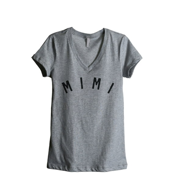 Simply Mimi Women's Fashion Relaxed V-Neck T-Shirt Tee Heather Grey Large