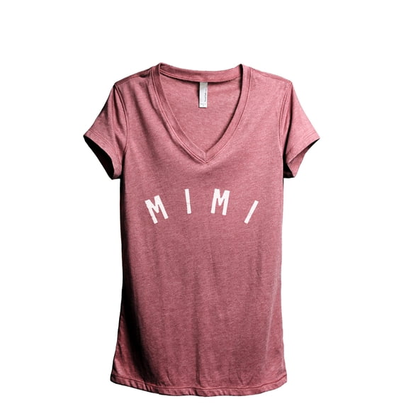 Simply Mimi Women's Fashion Relaxed V-Neck T-Shirt Tee Heather Rouge Large