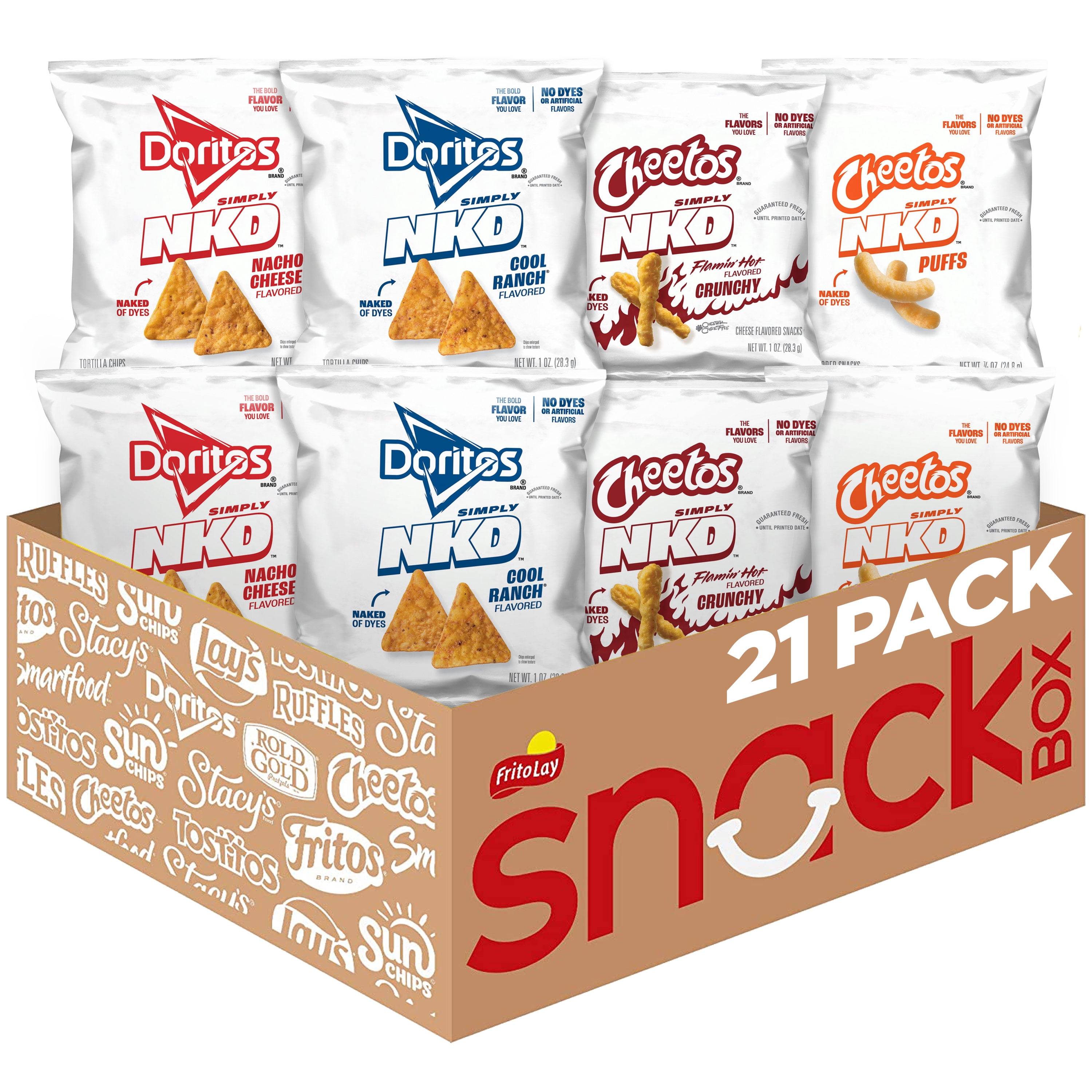 Simply NKD No Dyes, No Artificial Flavors Doritos & Cheetos 4 Flavor Variety Pack Chips, 21 Pack
