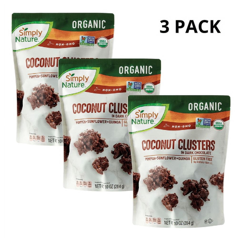 Keto simply nature coconut clusters dark chocolate 10 oz 3 pack