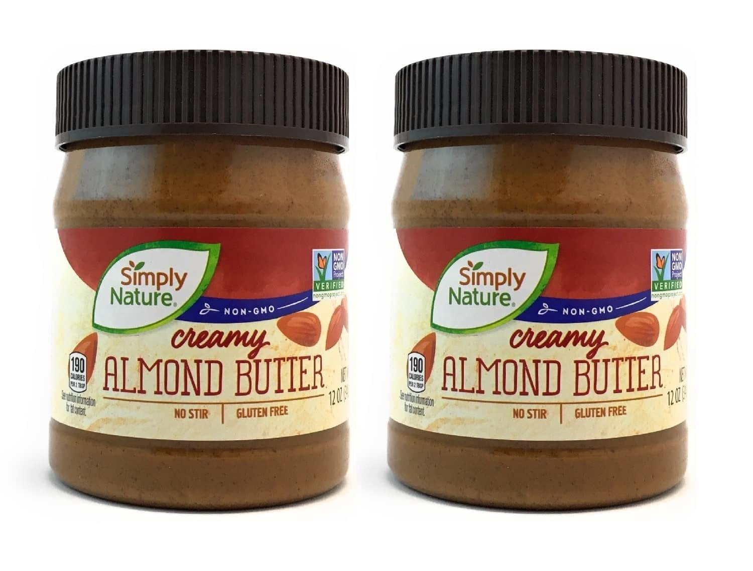Simply Nature Creamy Almond Butter, 12 oz Pack of 2 - Walmart.com