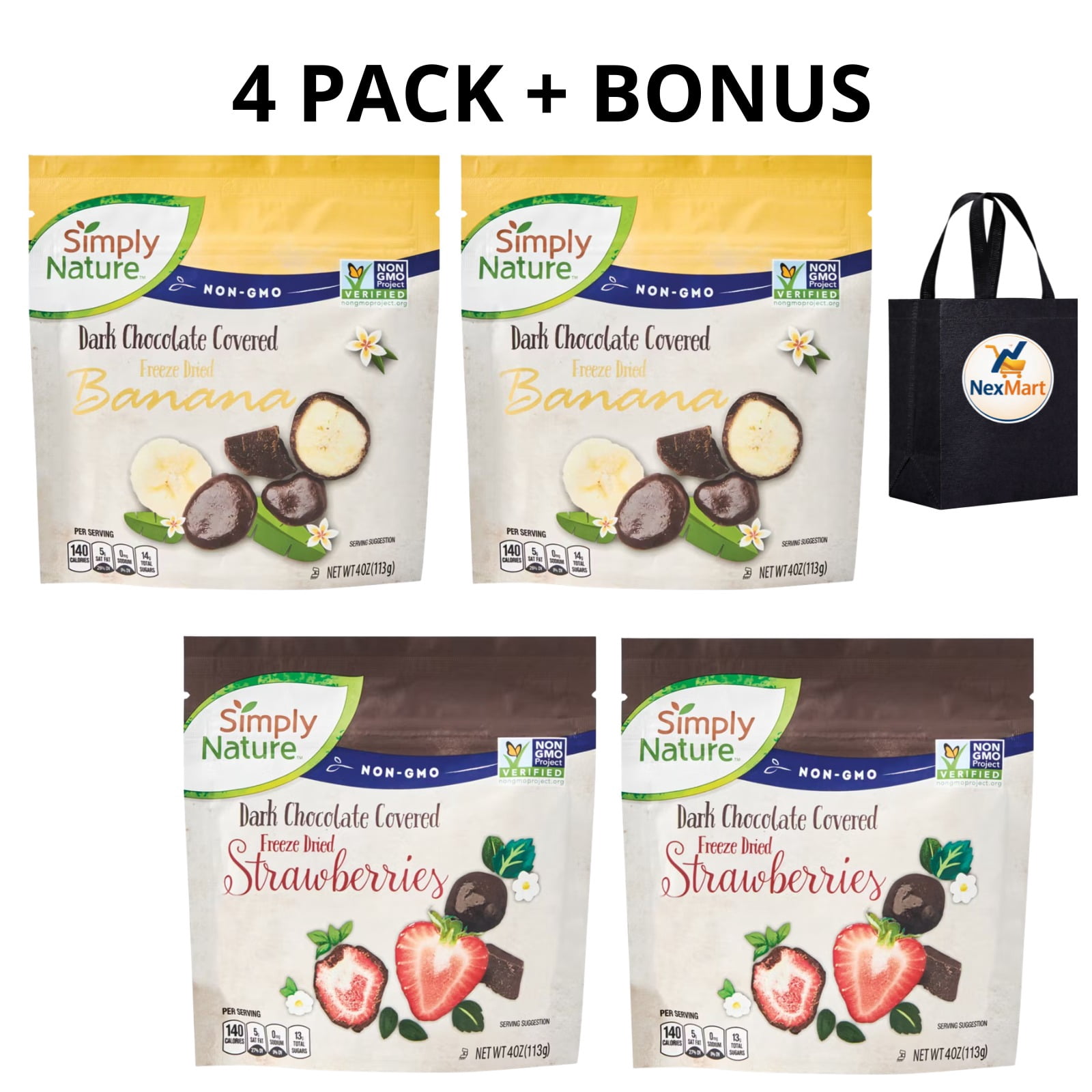 Simply Nature Freeze-Dried Chocolate Covered Fruits Banana and Strawberry