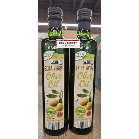 Simply Nature NON-GMO Organic Extra Virgin Olive Oil 16.9fl oz 500ml (2 Bottles)