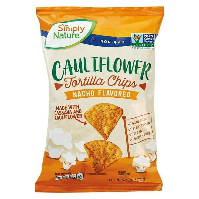 Simply Nature Nacho Cauliflower Tortilla Chips, 4.5 oz Glutenfree