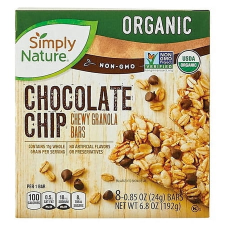 Simply Nature Organic Chocolate Chip Chewy Granola Bars, 8 count