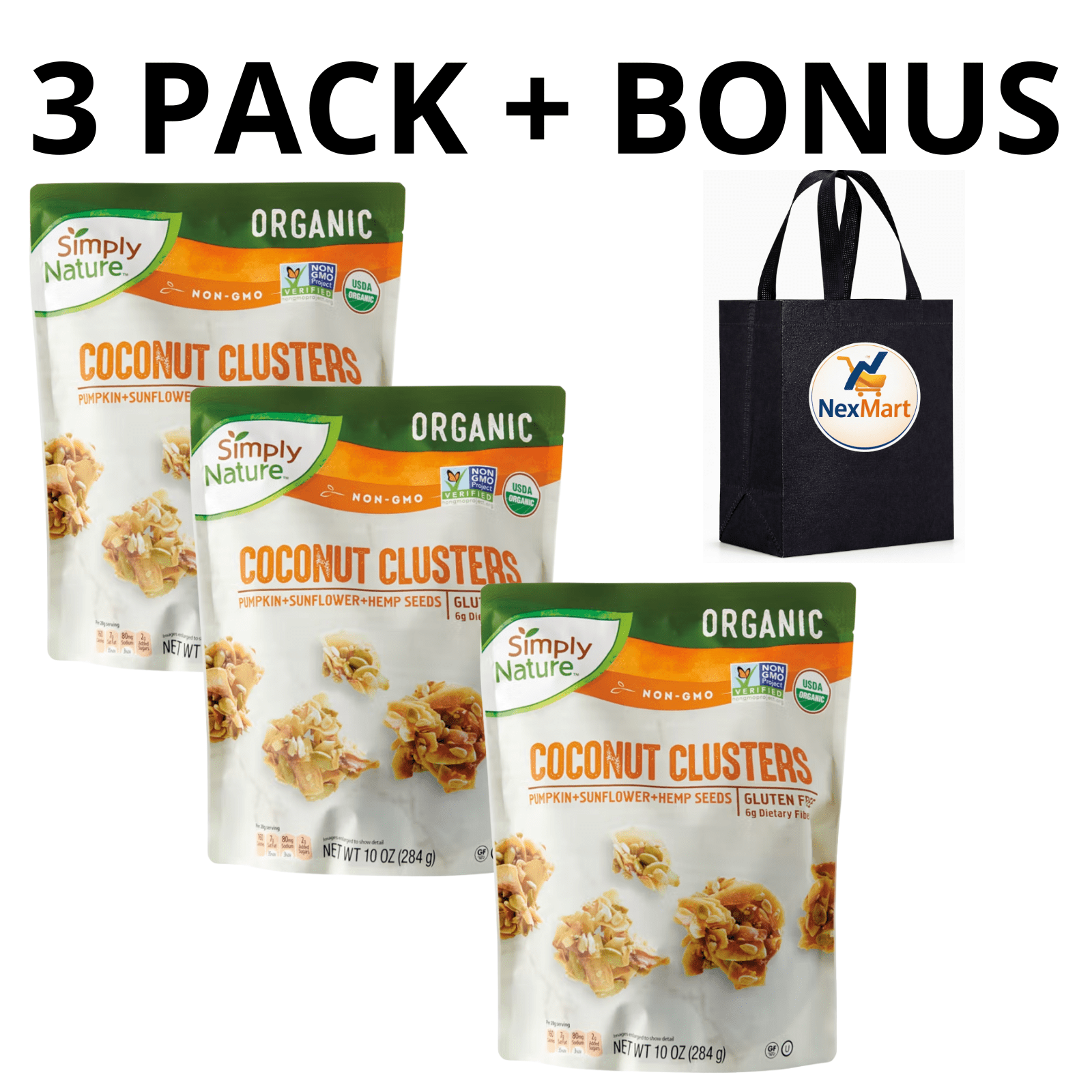 追加検討中 coconutpinoさん専用 Simply Nature Organic Keto Super Seed Coconut Clusters, 3 Pack