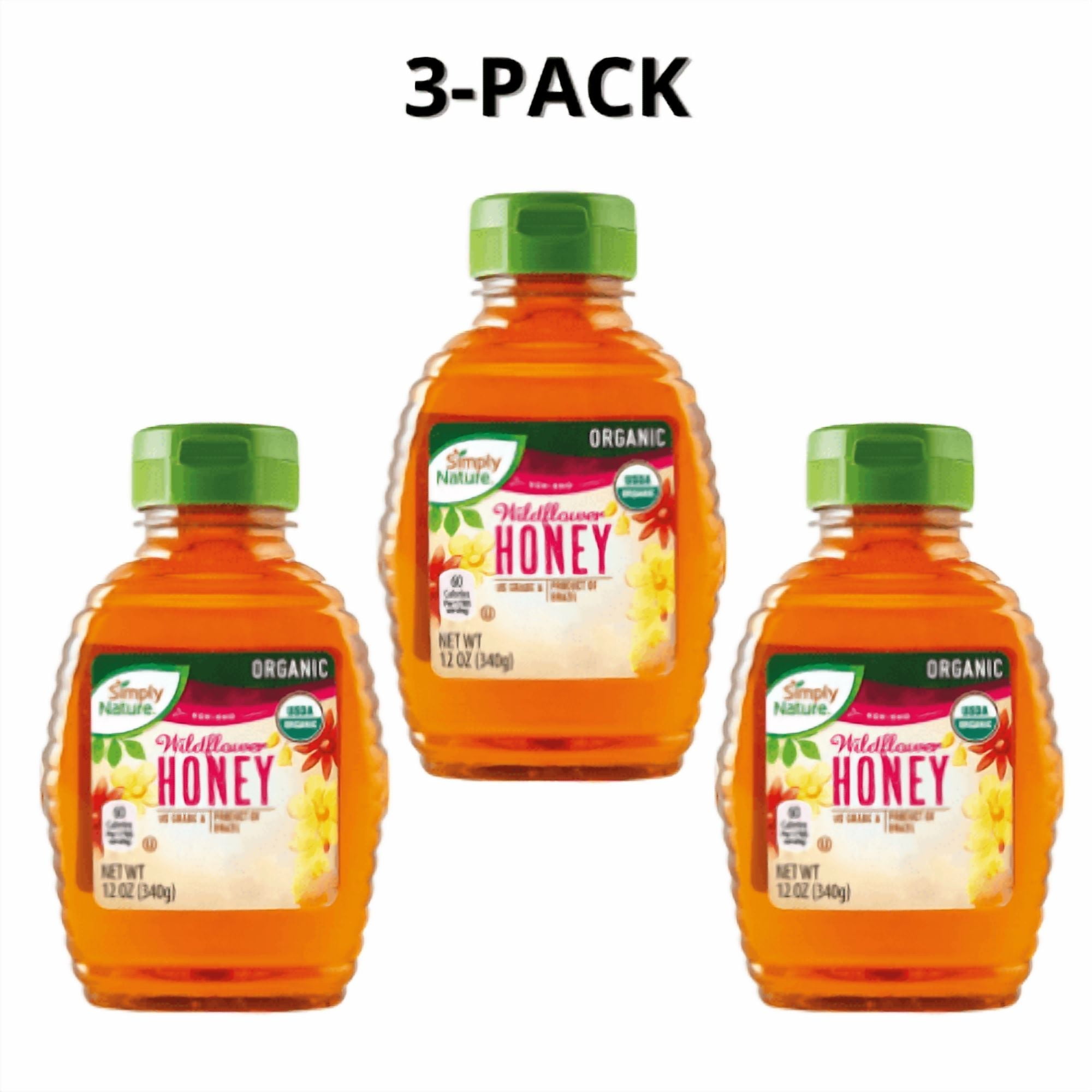 Simply Nature Organic Wildflower Honey,12oz Pack 3