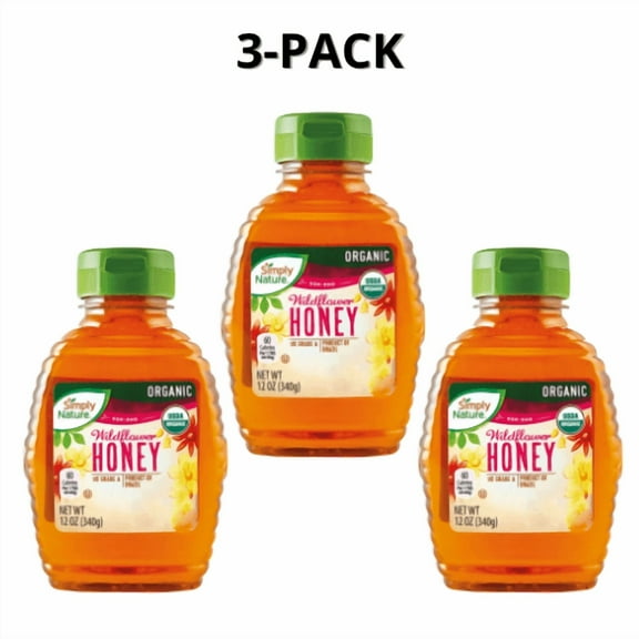 Simply Nature Organic Wildflower Honey,12oz Pack 3
