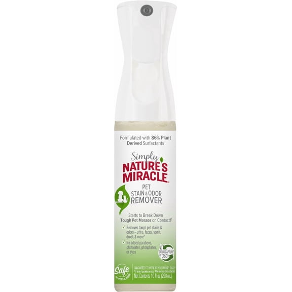 Simply Natures Miracle Pet Stain & Odor Remover, 10 Ounces, Bio-Enzymatic Formula With Odor-Neutralizing Technology