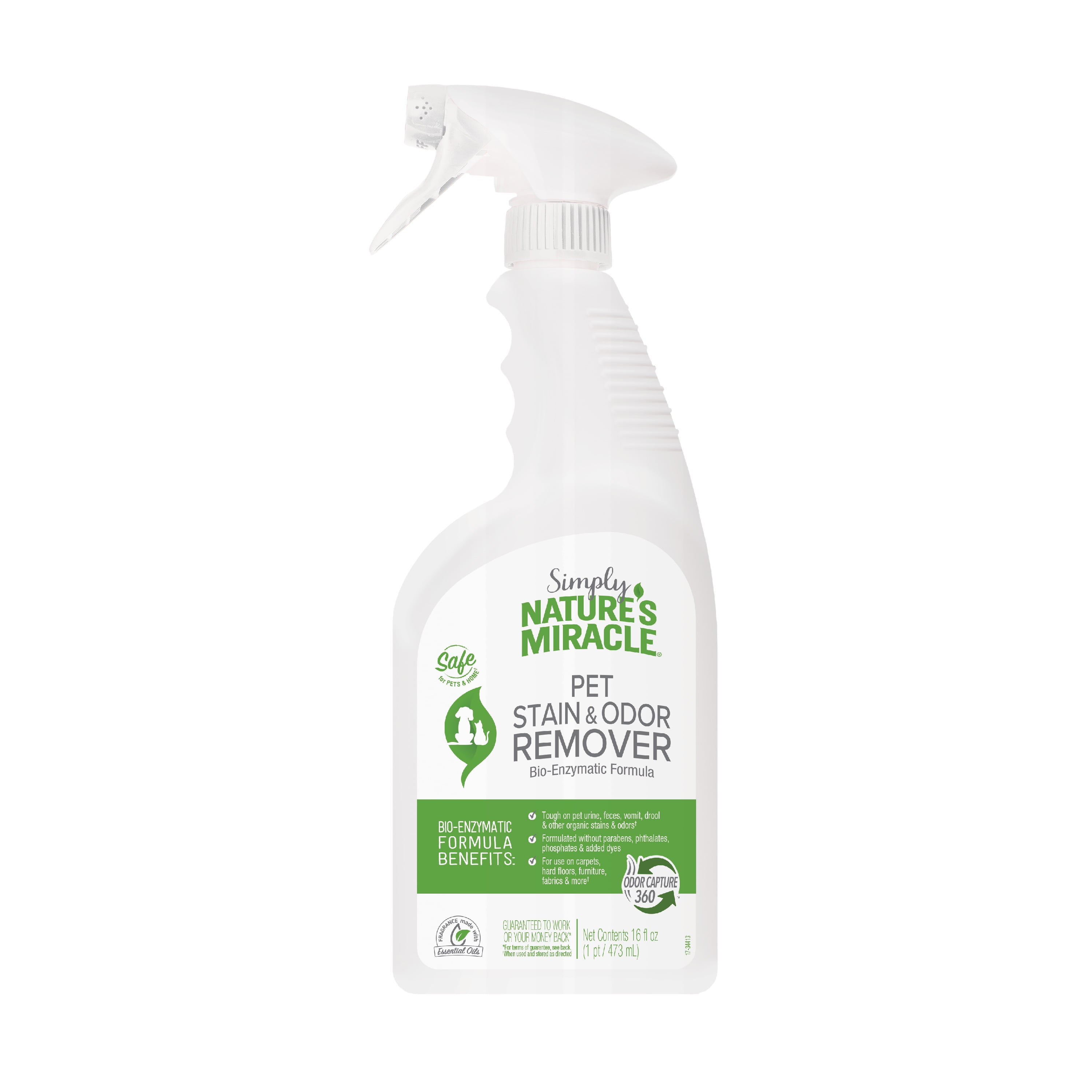 Simply Nature’s Miracle Pet Stain and Odor Remover, Made with 86% Plant-Derived Surfactants, 16 oz