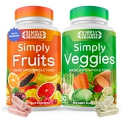 Simply Nature's Promise - Fruit and Vegetable Supplements - 90 Veggie and 90 Fruit Capsules - Made with Whole Food Superfoods, Packed Vitamins & Minerals - Soy Free - with Bilberry - Made in the USA