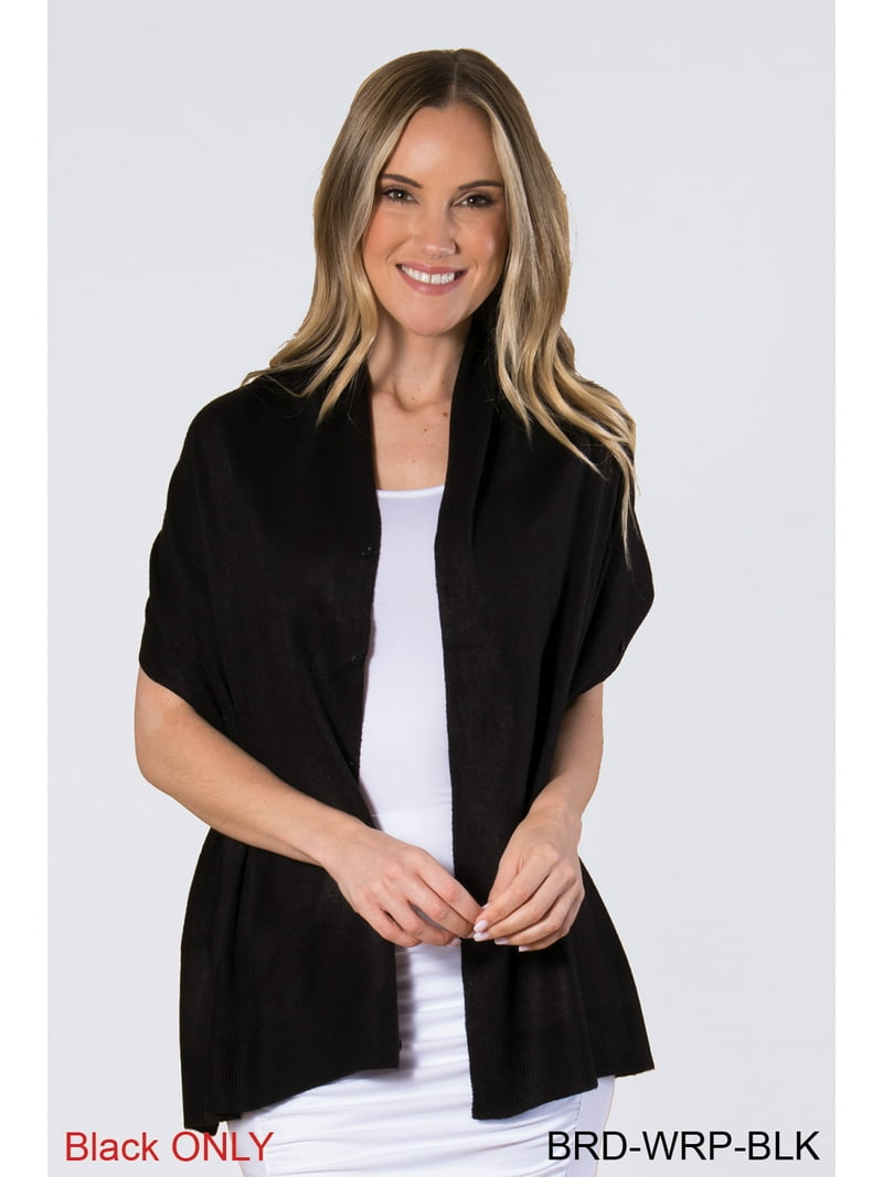 Simply Noelle Soft Versatile Acrylic Button Wrap Shawl, Black
