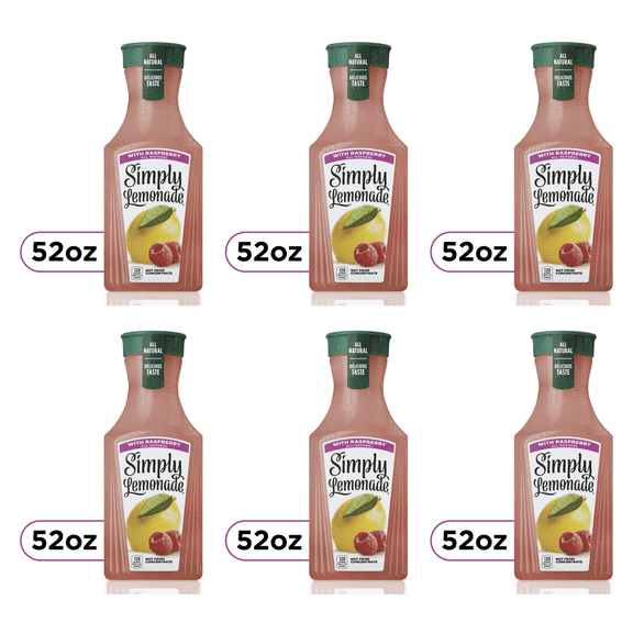 Simply Non GMO All Natural Raspberry Lemonade Raspberry, 52 fl oz Bottle (Pack of 6)