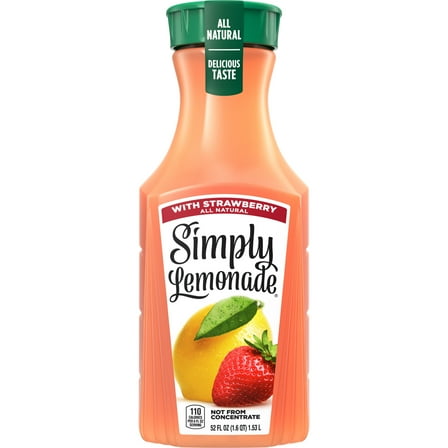 Simply Non GMO All Natural Strawberry Lemonade Juice, 52 fl oz Bottle