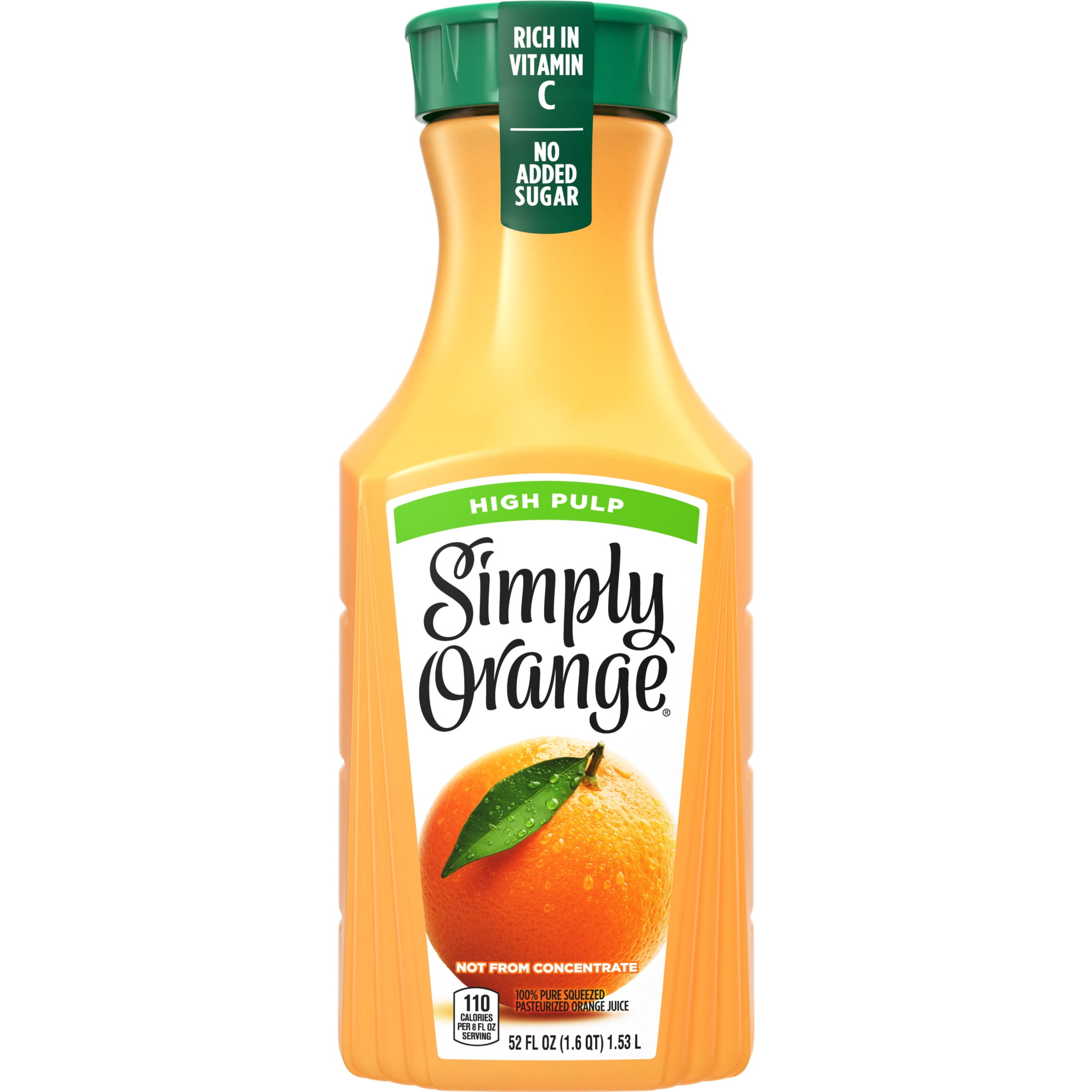 Simply Non GMO High Pulp Orange Juice, 52 fl oz Bottle