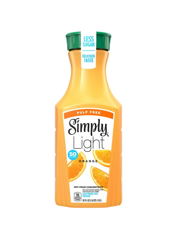 Simply Non GMO No Pulp Light Orange Juice, 52 fl oz Bottle