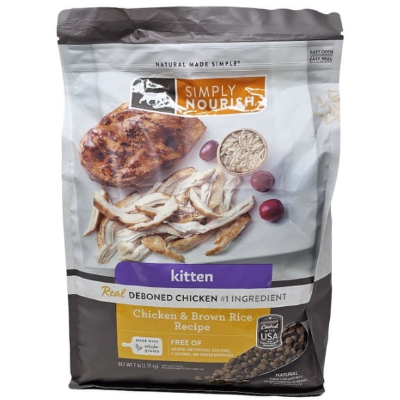 Simply Nourish Kitten Chicken and Brown Rice Dry Cat Food, 7 Pound Bag