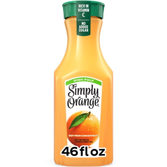 Simply Orange High-Pulp Orange Juice Bottle, 46 fl oz