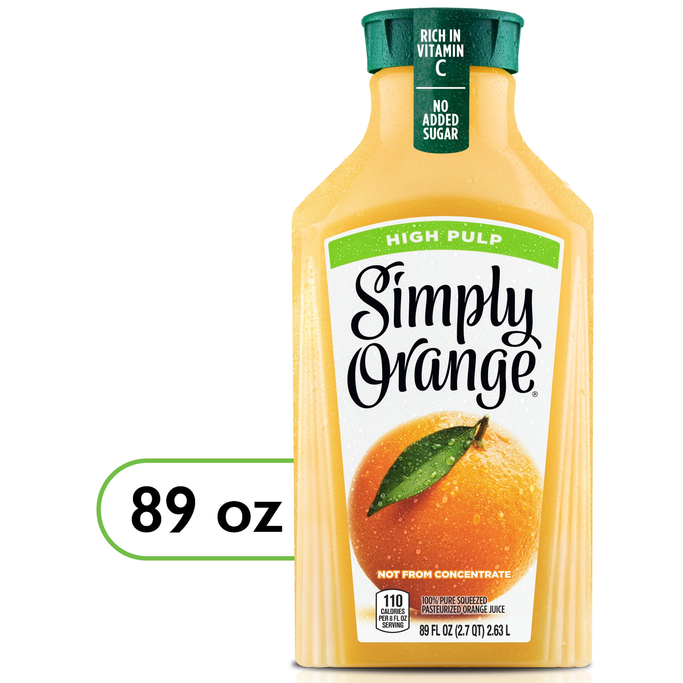 Simply Orange Juice High Pulp Bottle, 89 fl oz