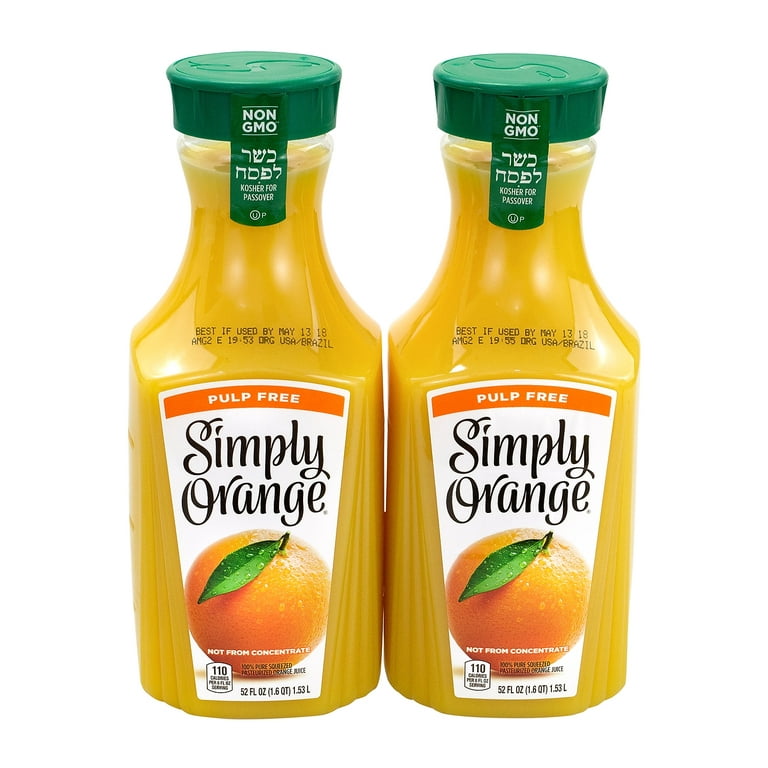 Simply Orange Pulp Free Juice Bottle, 52 fl oz, Orange