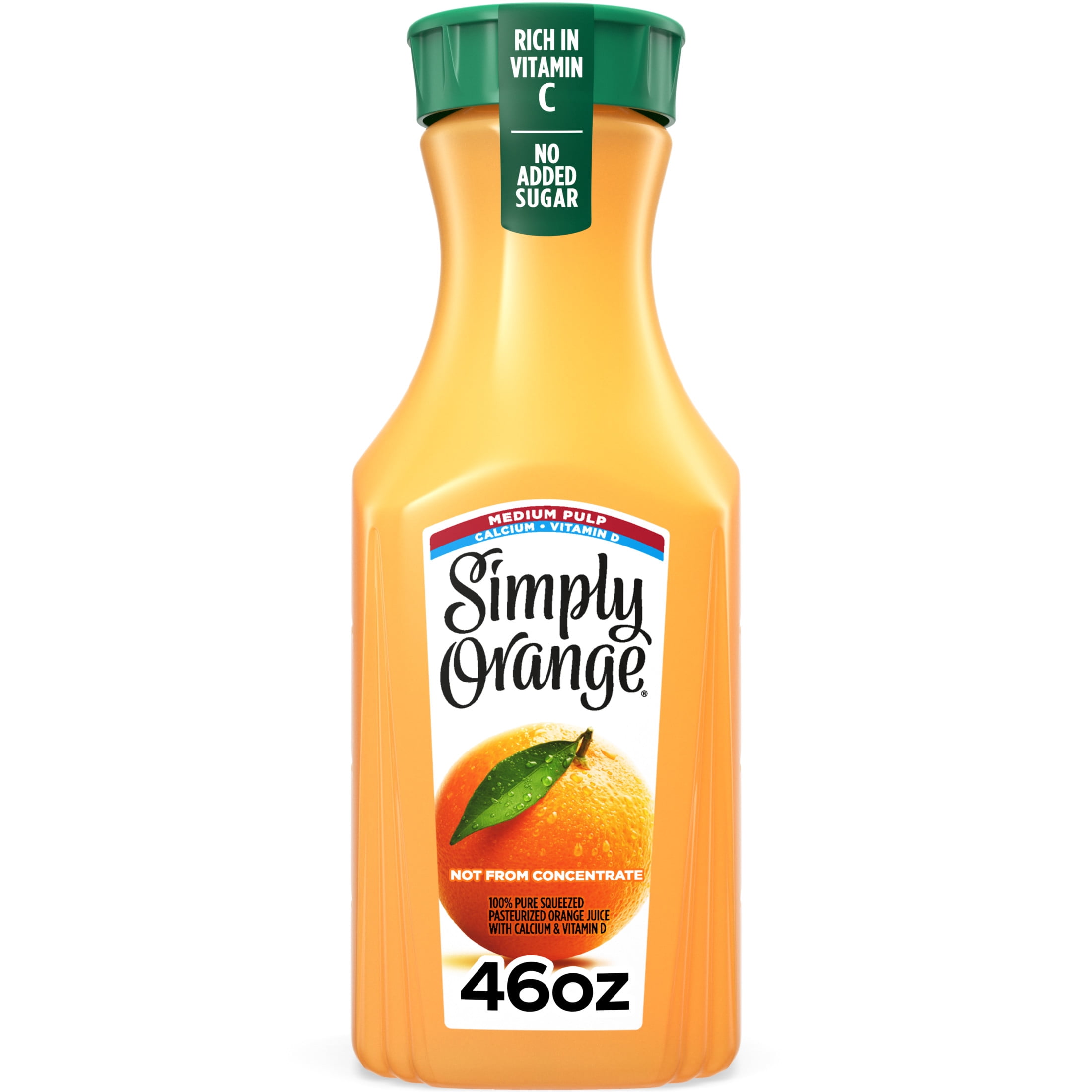Simply Orange Medium-Pulp Calcium & Vitamin D Orange Juice Bottle, 46 fl oz