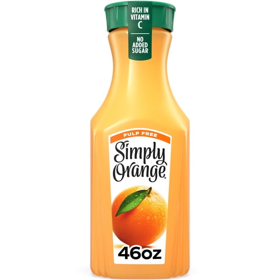 Simply Orange Pulp-Free Orange Juice Bottle, 46 fl oz