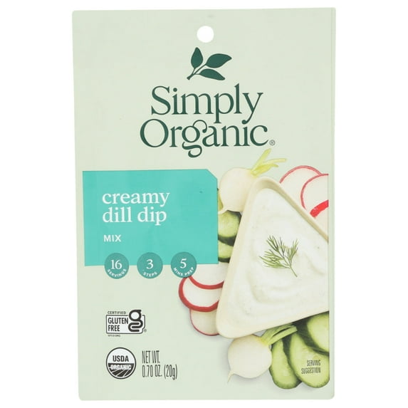 (12 Pack) Simply Organic Creamy Dill Dip, 0.7 oz