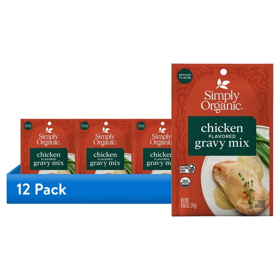 (12 pack) Simply Organic Roasted Chicken Gravy Seasoning Mix, .85 oz Packet