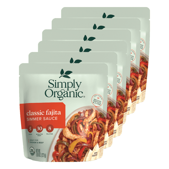 Simply Organic Certified Organic Classic Fajita Simmer Sauce (6 Pack)