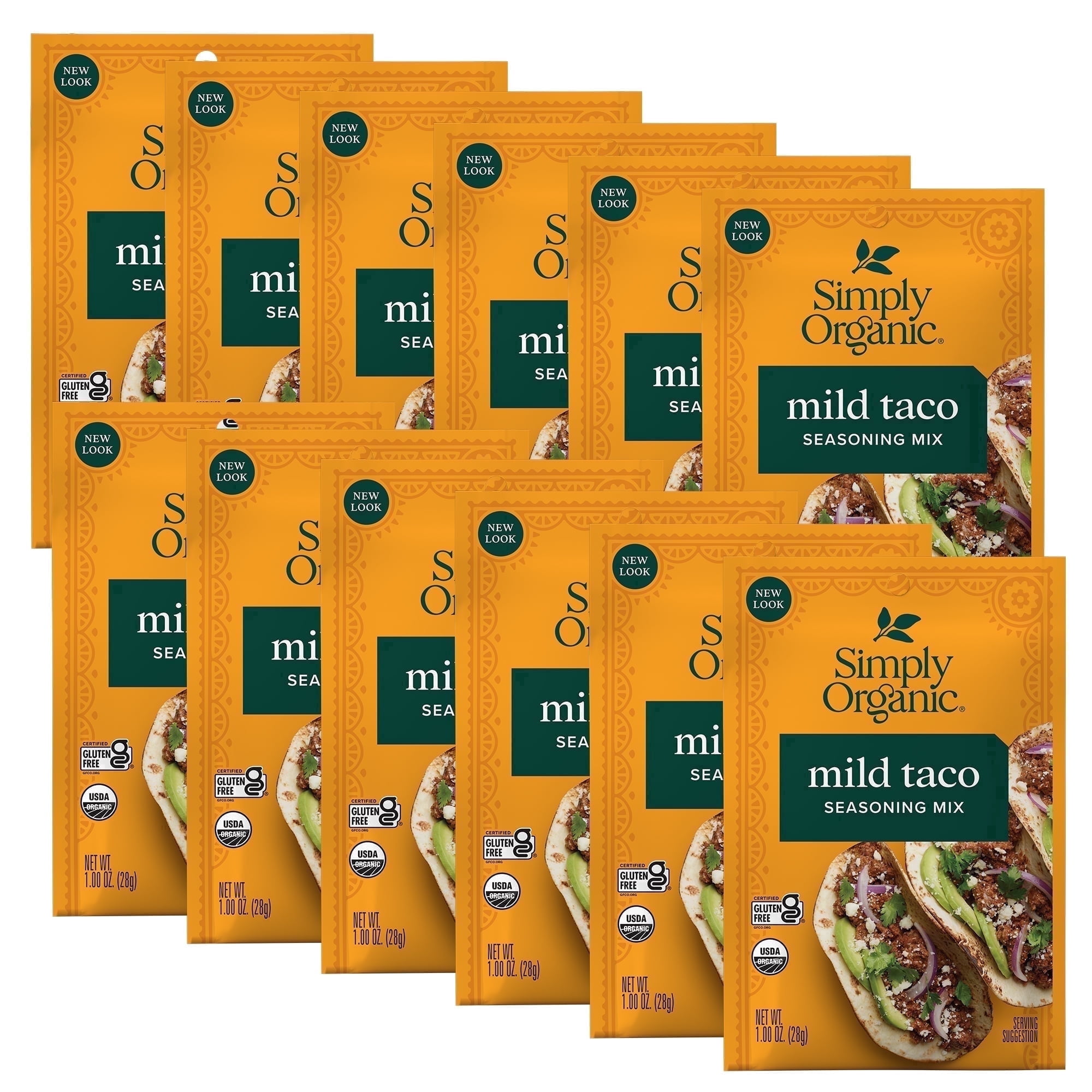 Simply Organic Mild Taco Seasoning, 1 oz Packet (12 Pack)