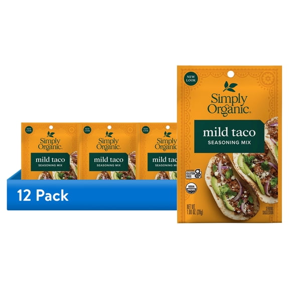(12 pack) Simply Organic Mild Taco Seasoning, 1 oz Packet