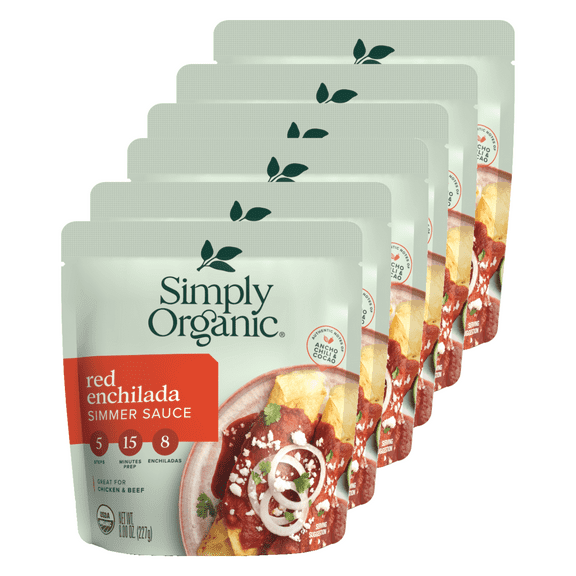 Simply Organic Certified Organic Red Enchilada Simmer Sauce, 8.00 fl oz Packets (6 Pack)