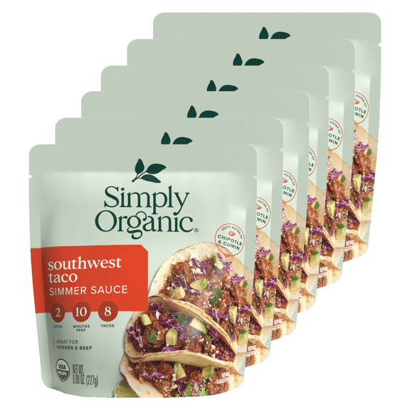 Simply Organic Certified Organic Southwest Taco Simmer Sauce (6 Pack)